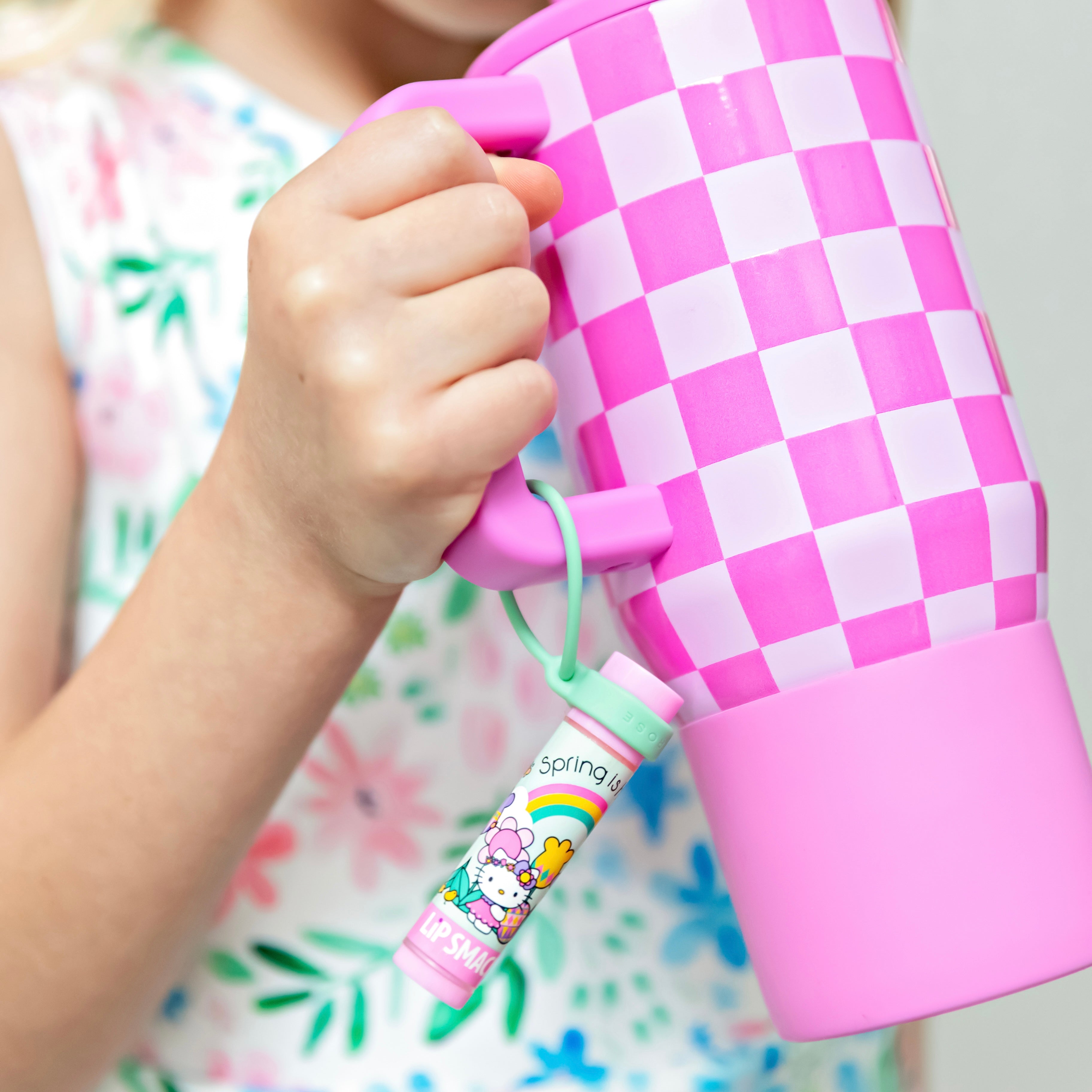 Lip balm attached to water bottle