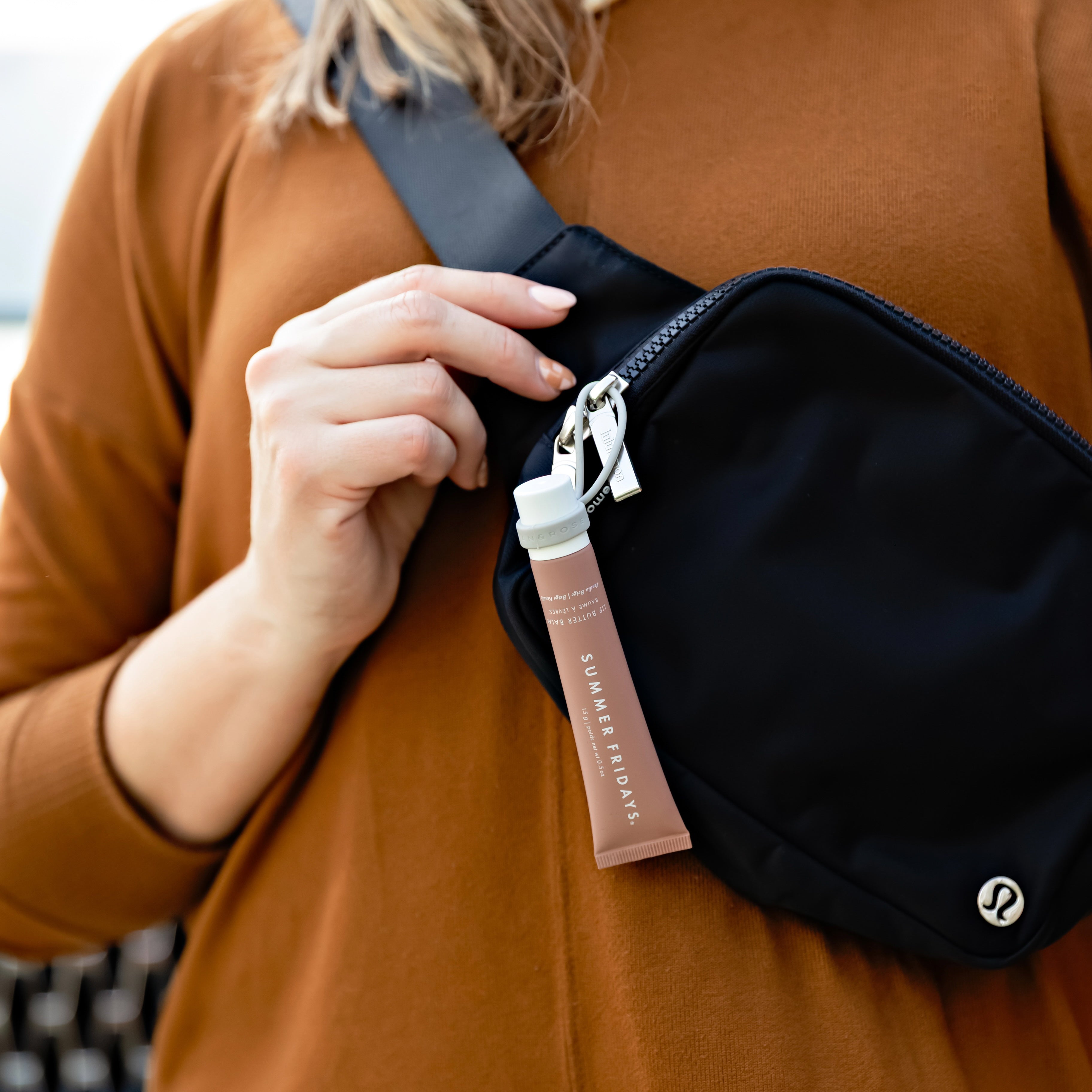 Lip balm holder on purse