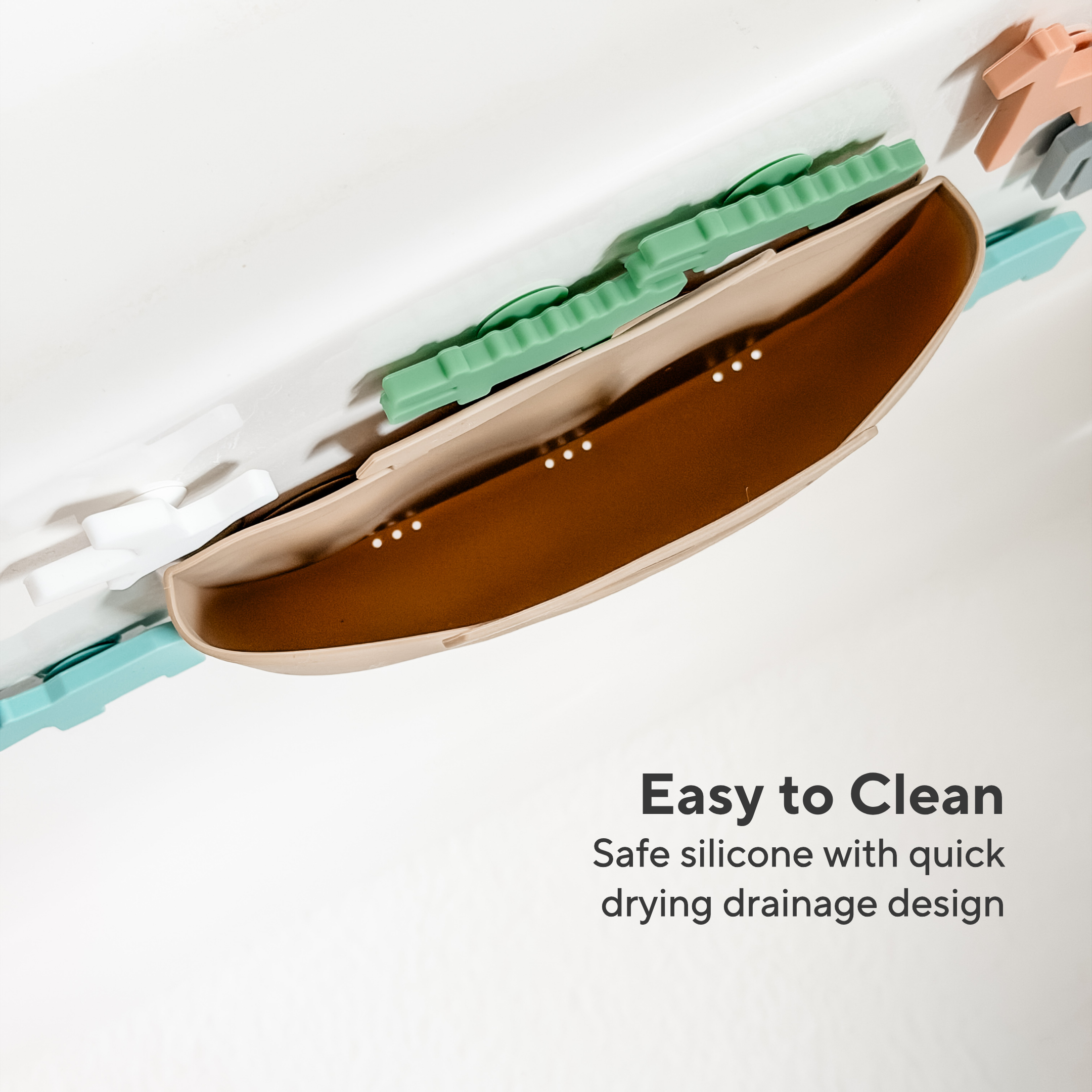 Silicone mold with quick drying drainage design on a white background