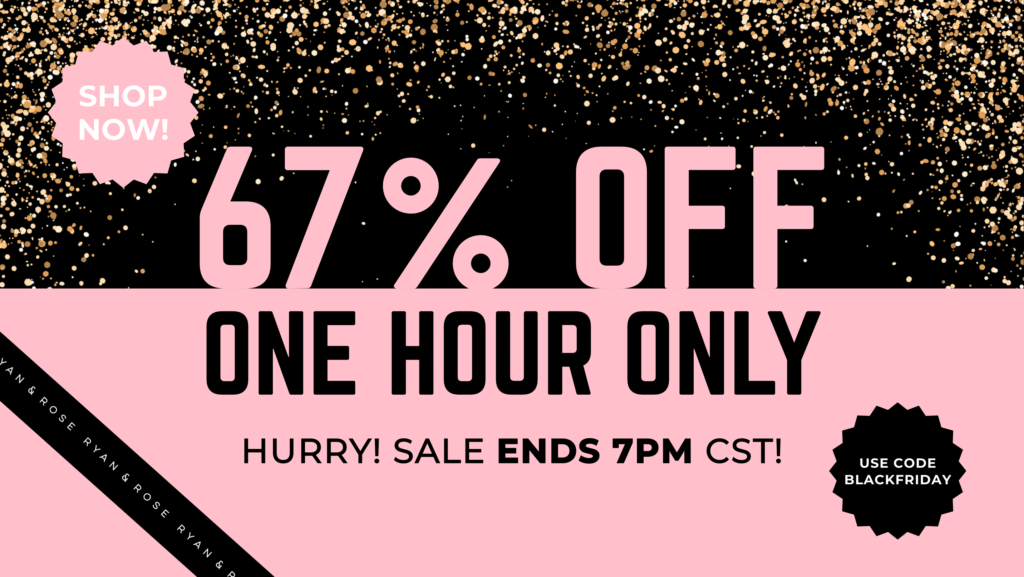 Promotional banner with 67% off discount, one hour only, and a deadline for a sale.