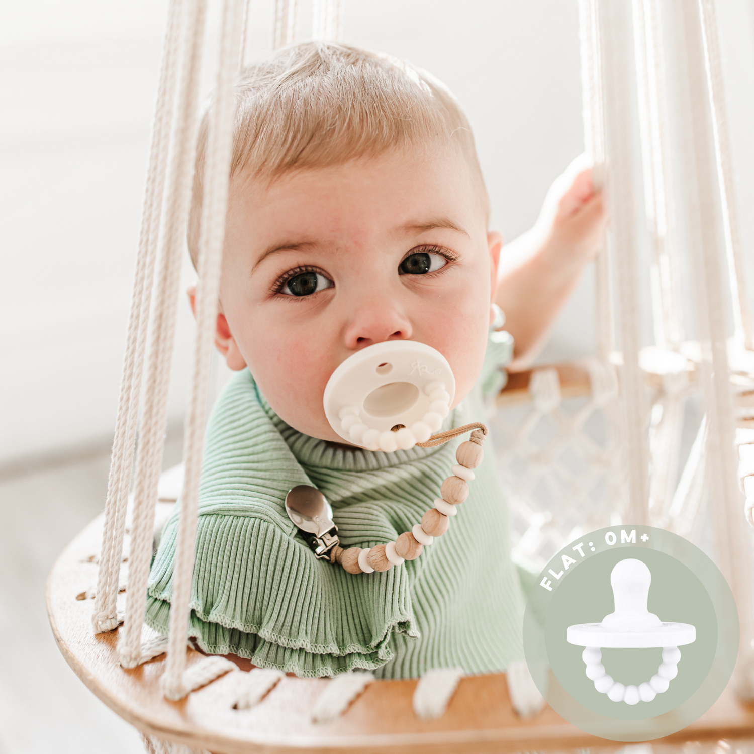 Baby with Flat pacifier