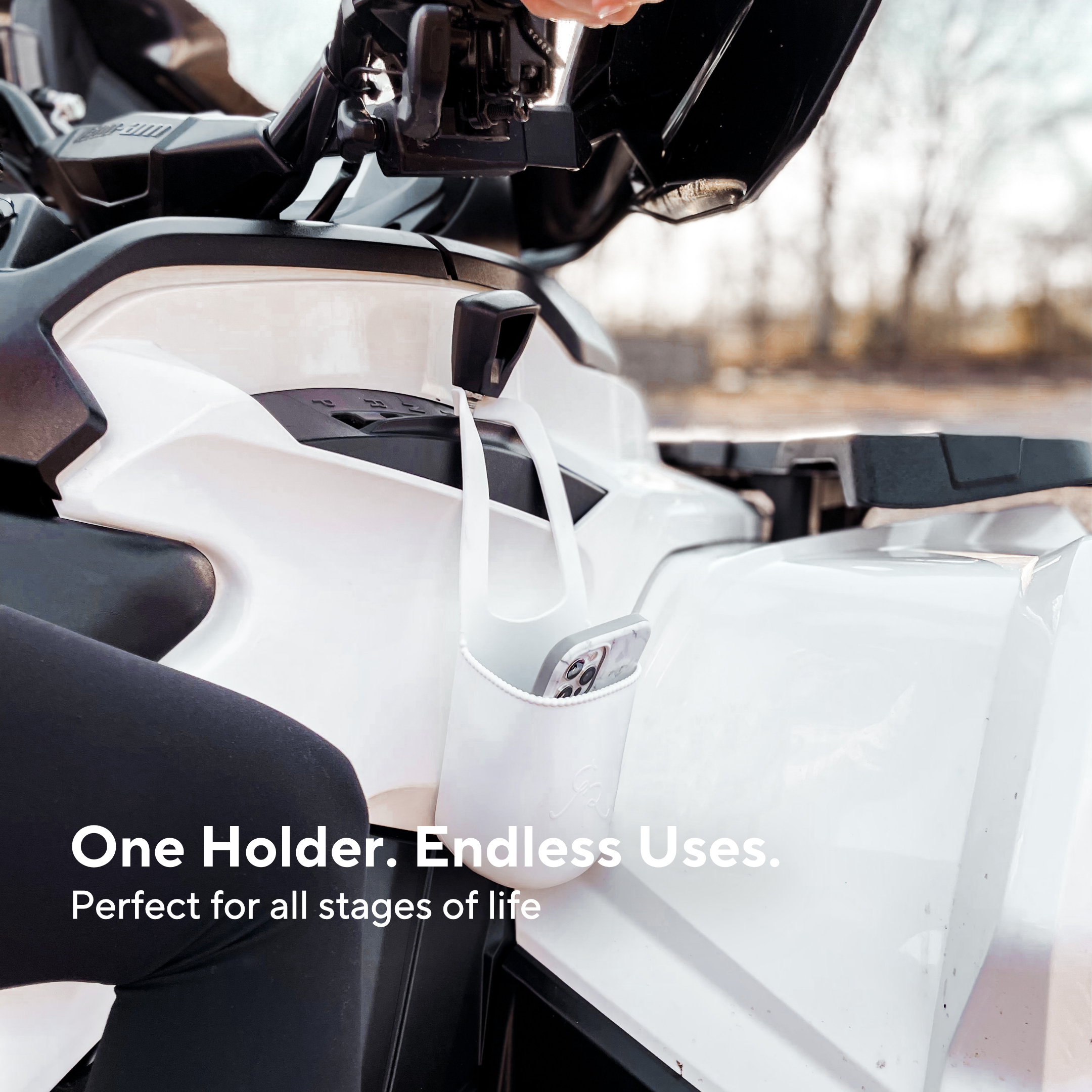 Product holder attached to a vehicle with text &