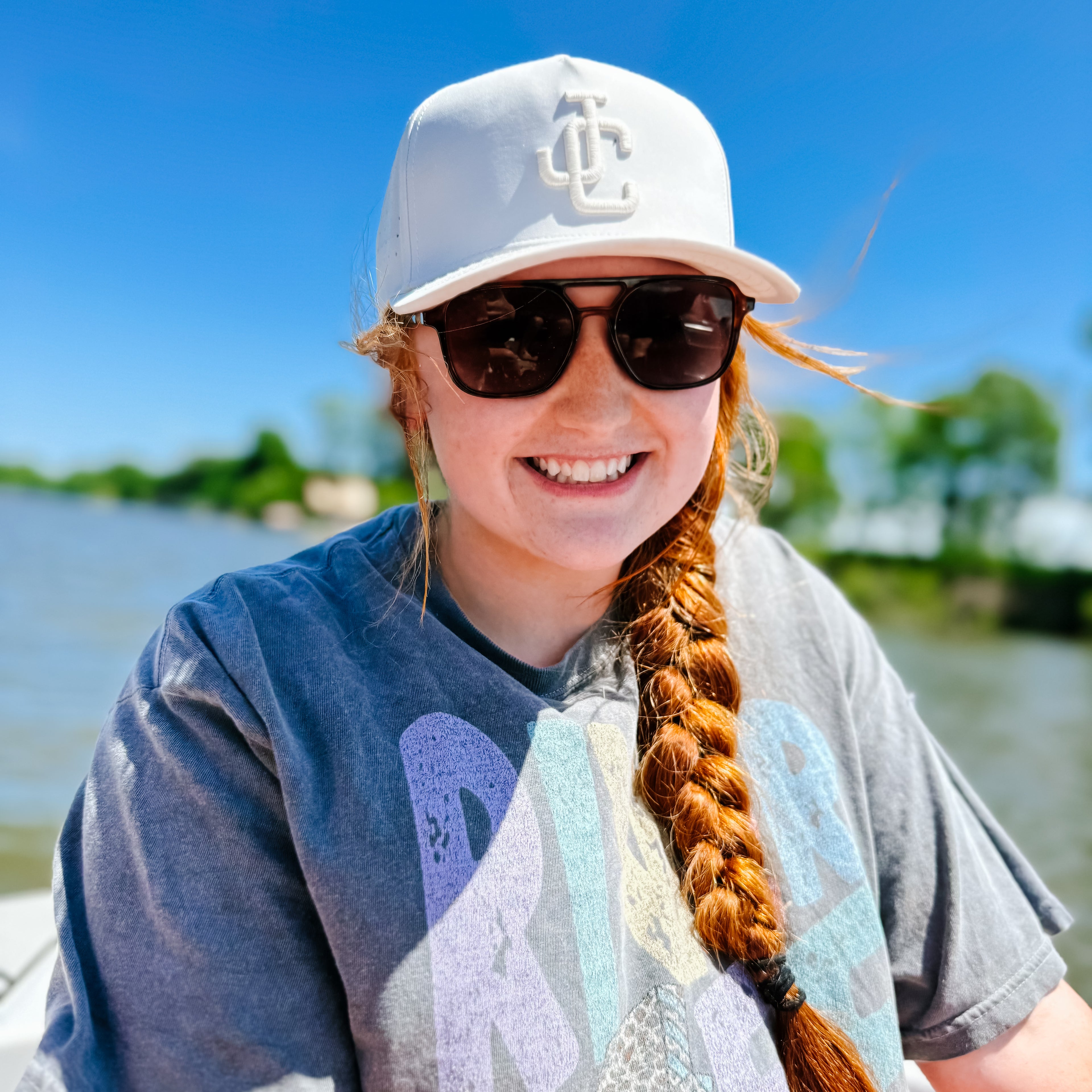 Girl wearing hat outside