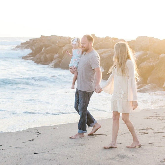 Ferrell family photo on the beach