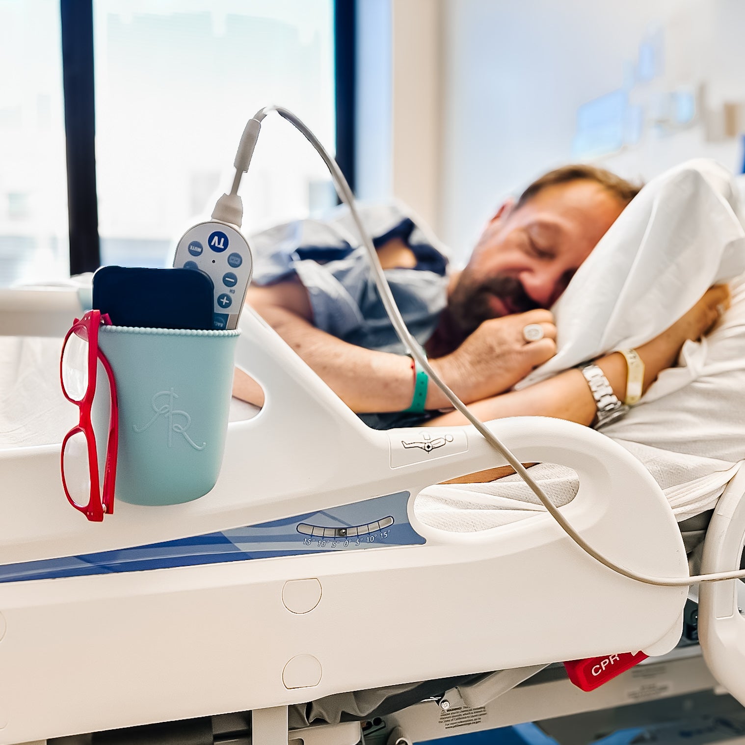 Holder on a hospital bed