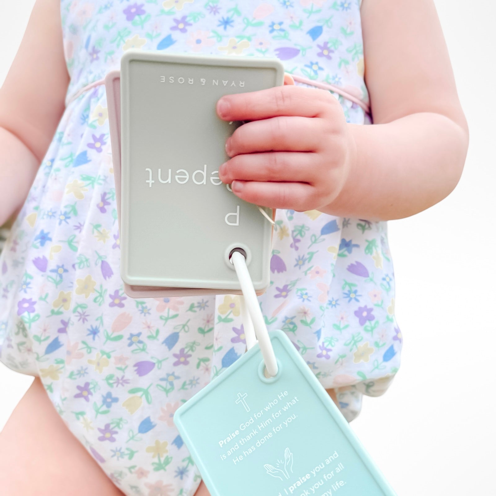 Child with pray flashcards