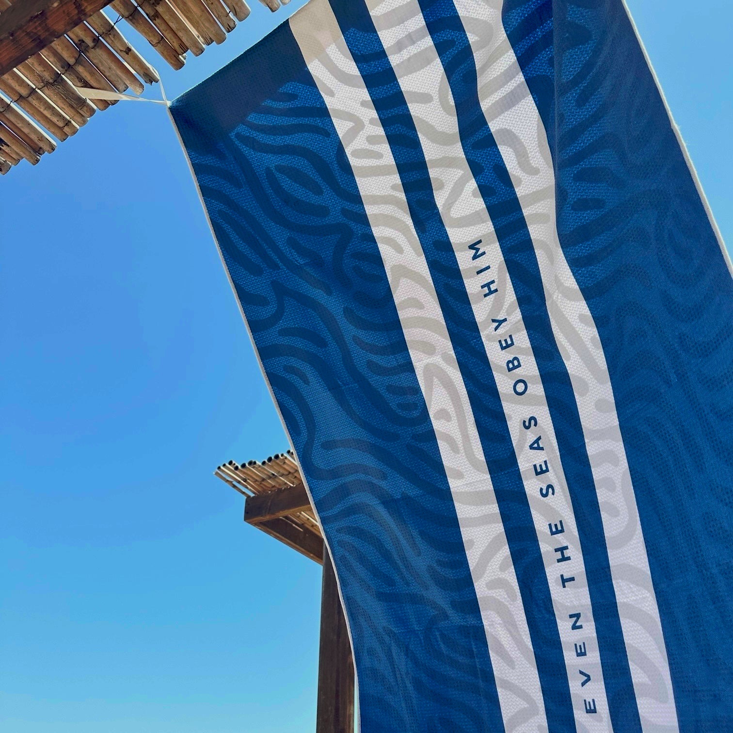 Beach towel hanging outside