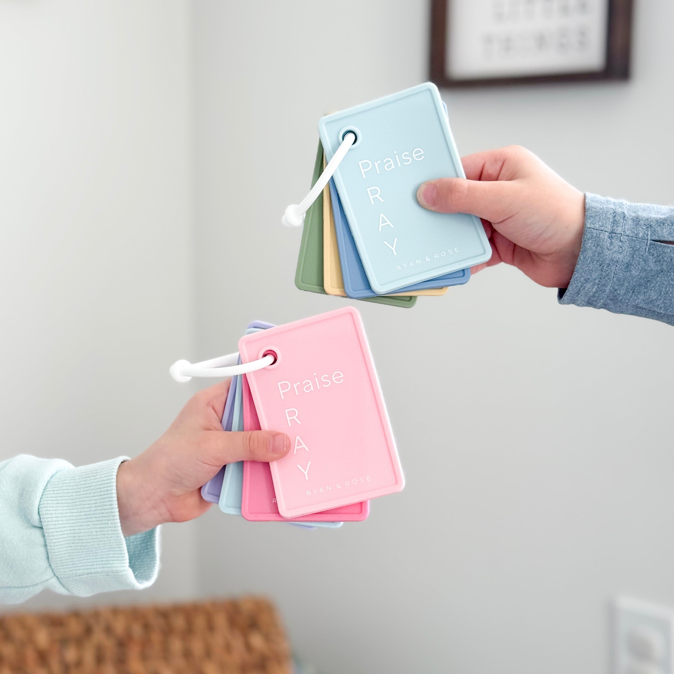 Kids holding prayer cards