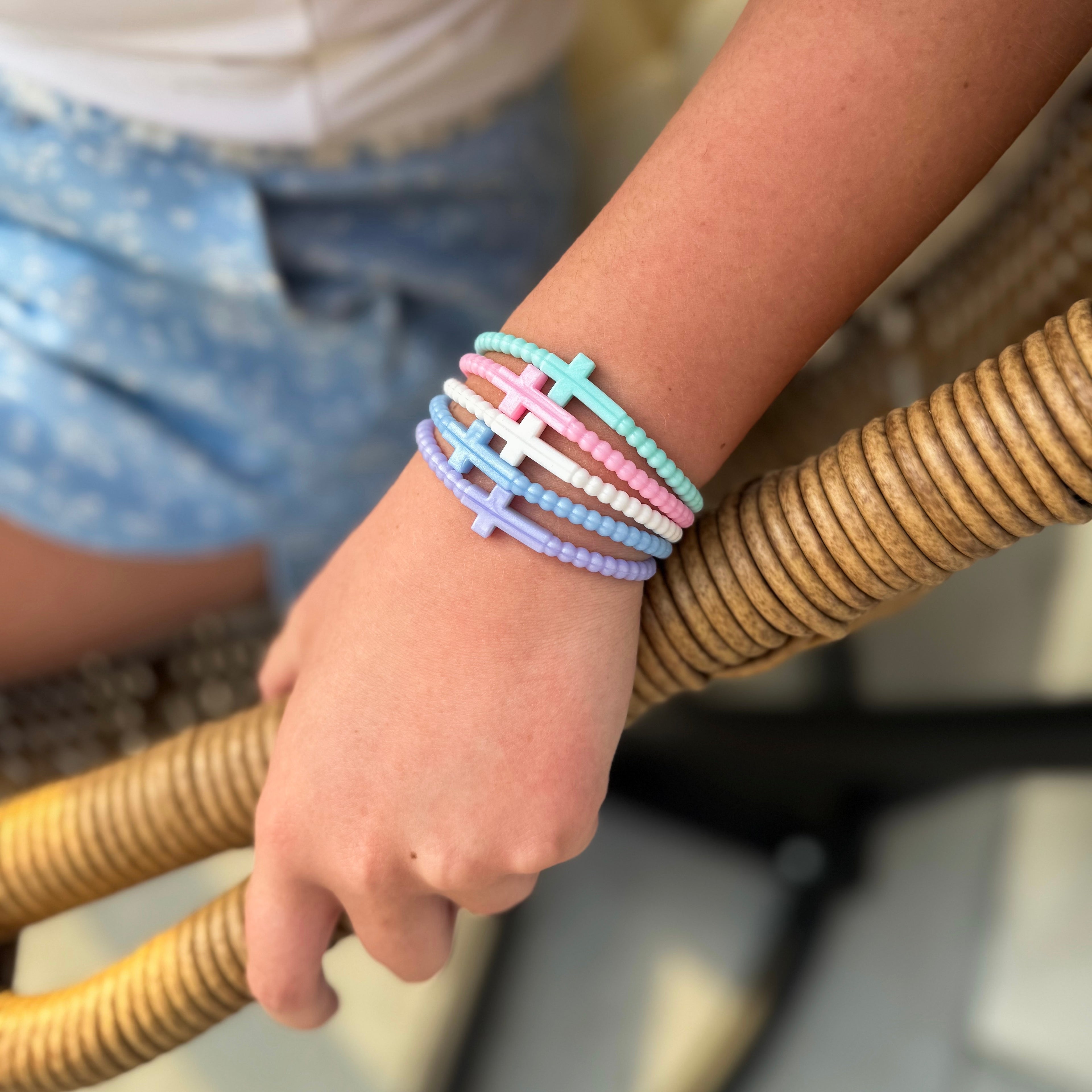 Girl wearing Jesus Bracelets