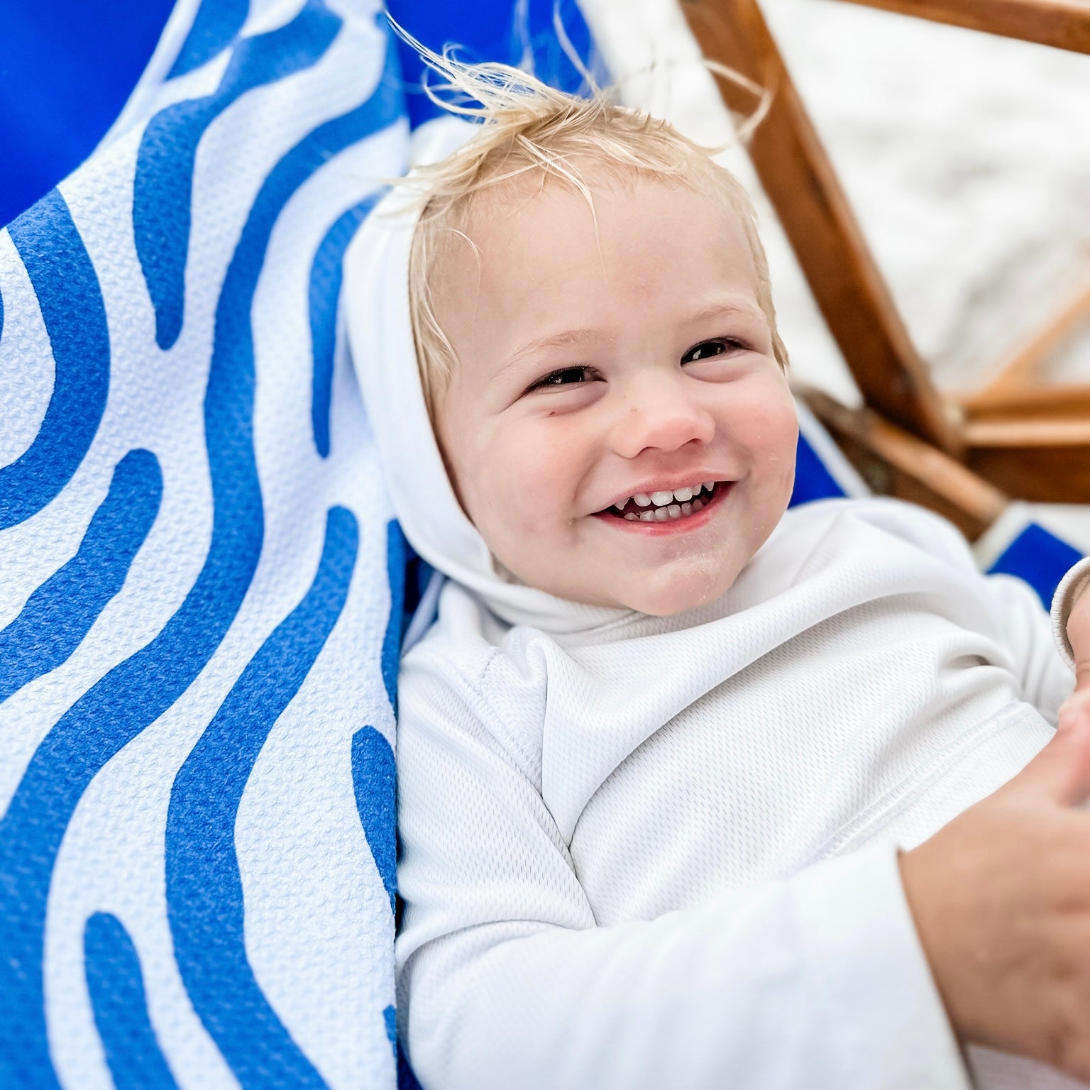 Kid on towel