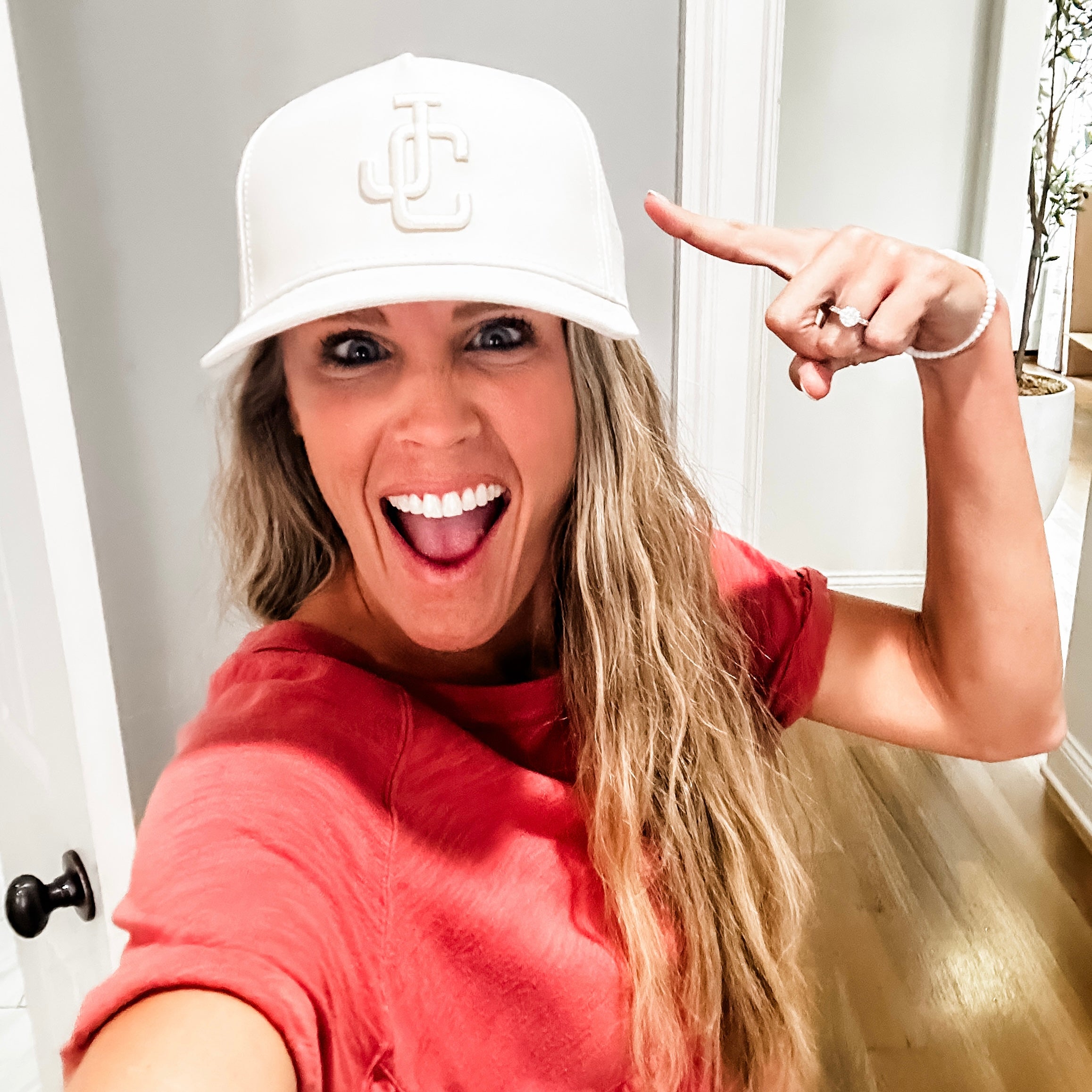 Woman wearing Jesus Christ Hat