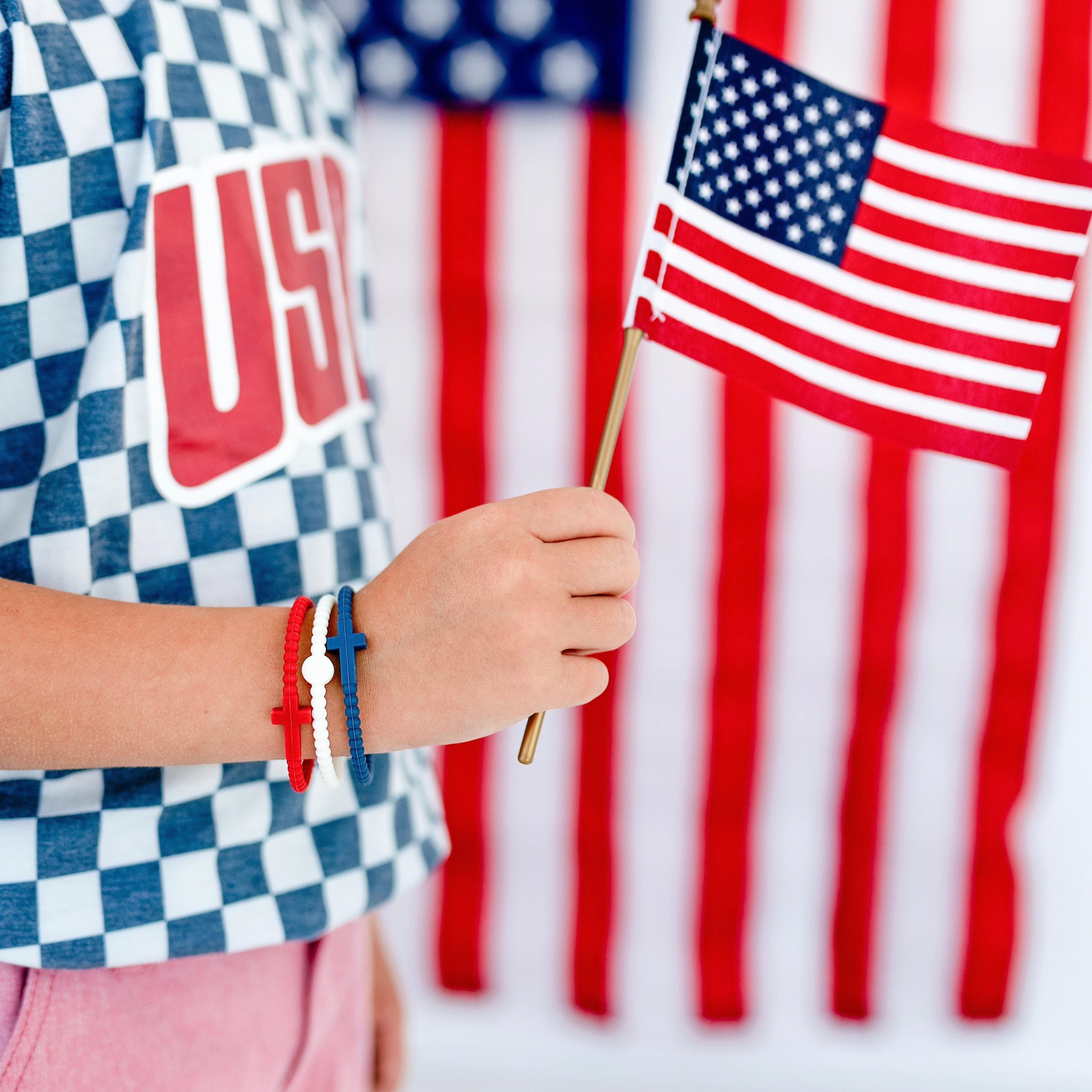 Boy holding flag