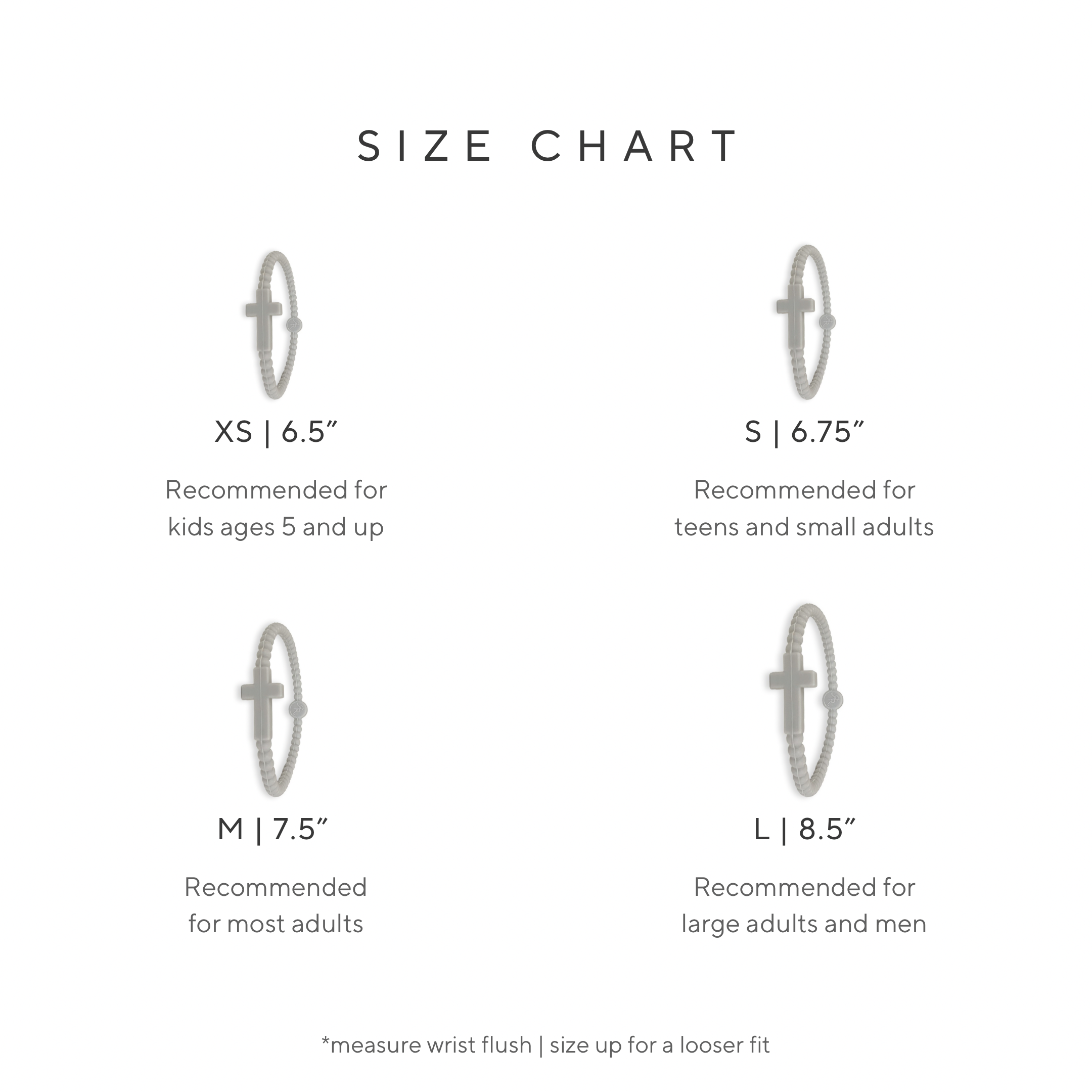 Jesus Bracelet Size Chart