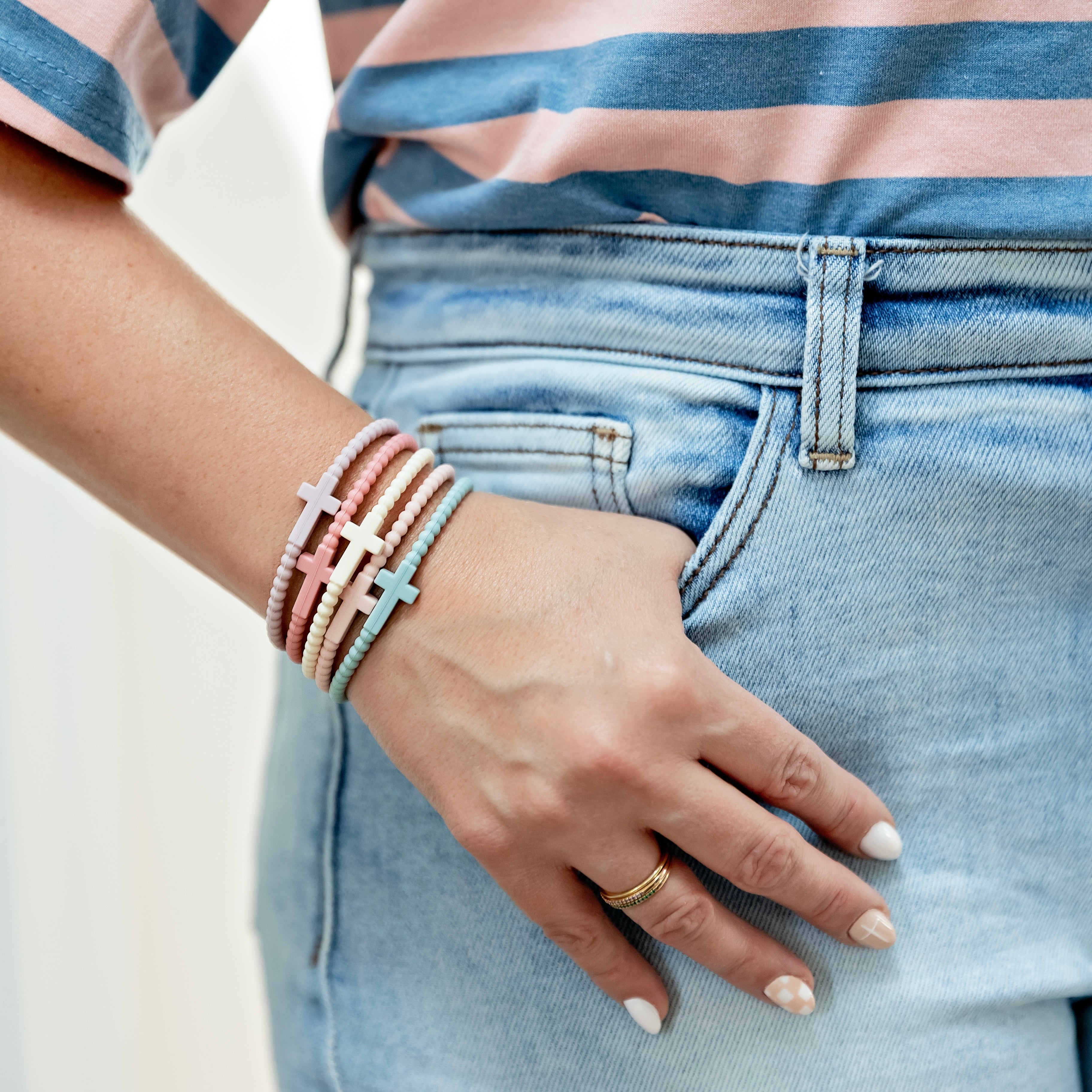 Woman wearing Jesus Bracelets