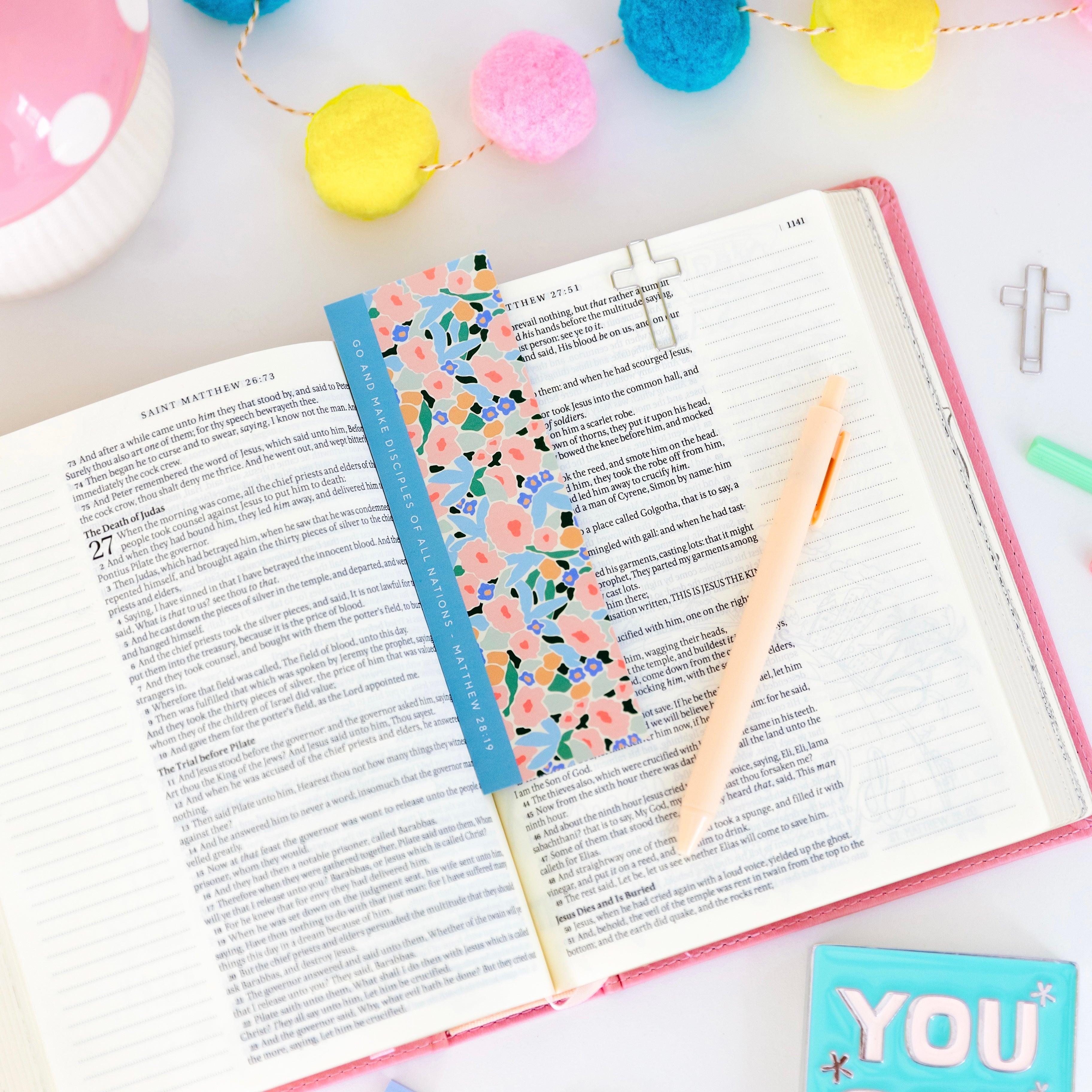 Bookmark and cross paper clips