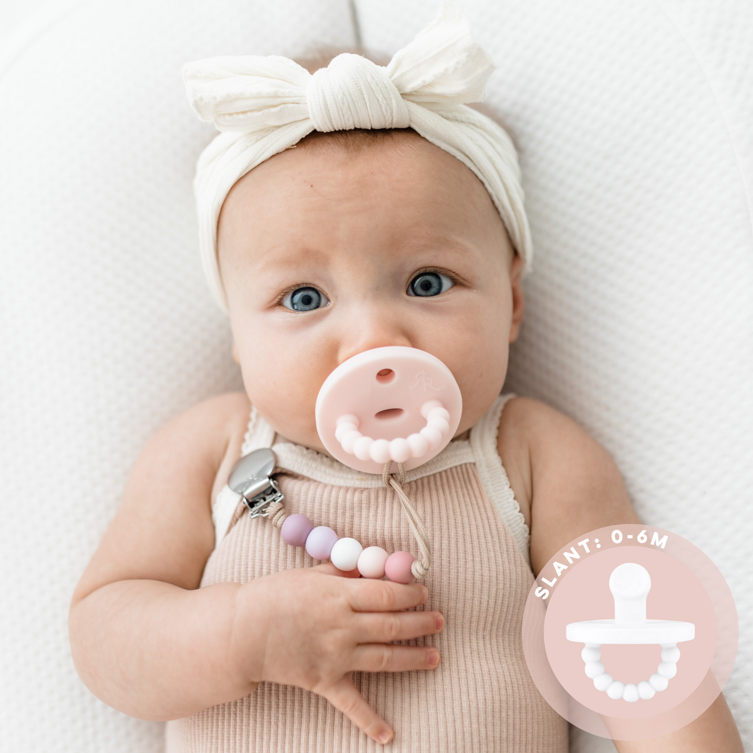 Baby with Slant pacifier 