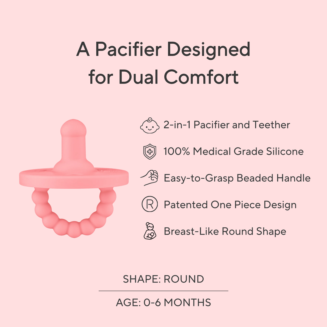 Cutie PAT Round (0-6m) Pacifier + Teether
