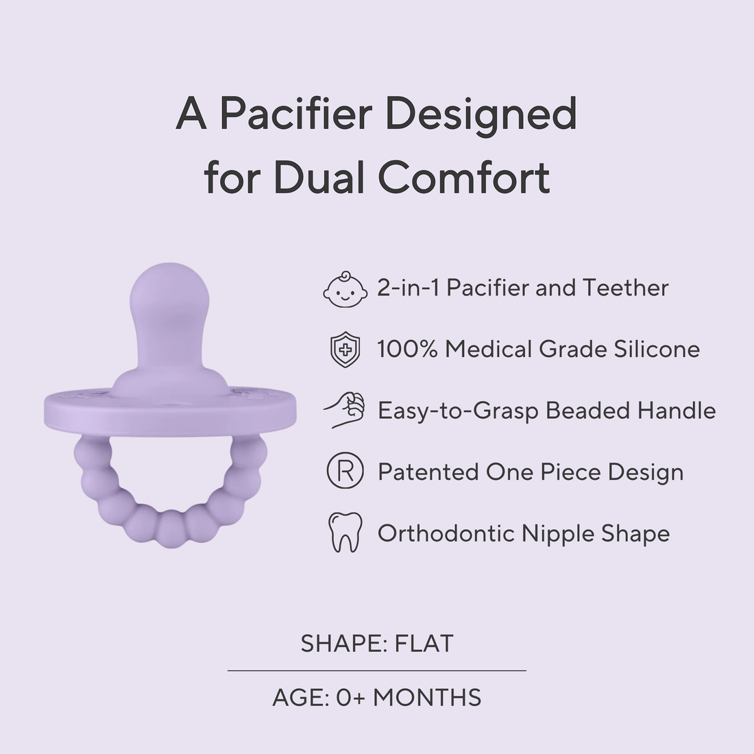 Cutie PAT Flat (0m+) Pacifier + Teether