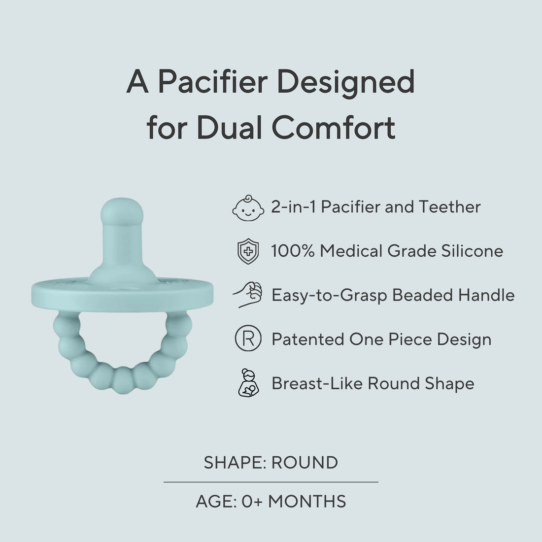 Cutie PAT Round (0m+) Pacifier + Teether