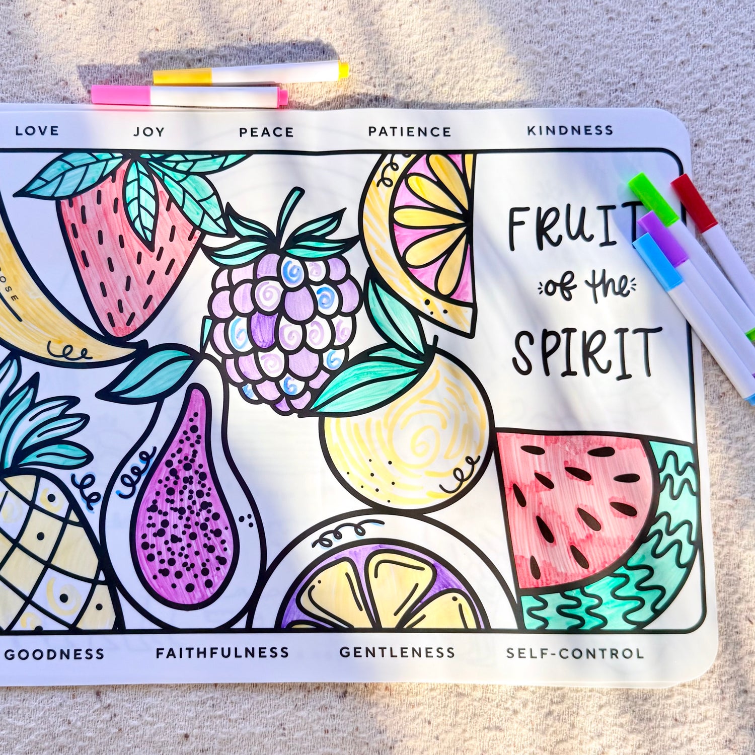 Coloring book with fruit illustrations and &