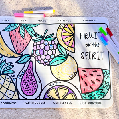 Coloring book with fruit illustrations and &
