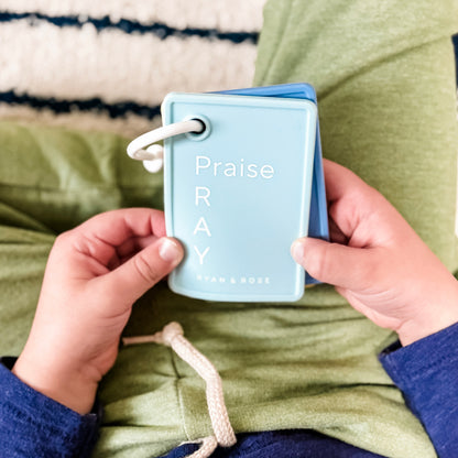 Boy with prayer cards