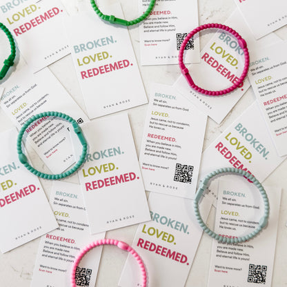 Bracelets and cards with &