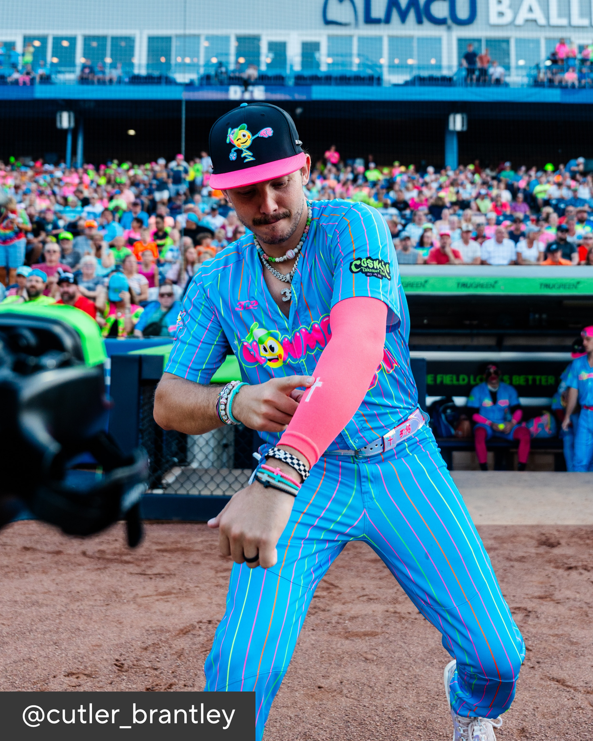 Baseball player wearing Jesus Bracelets